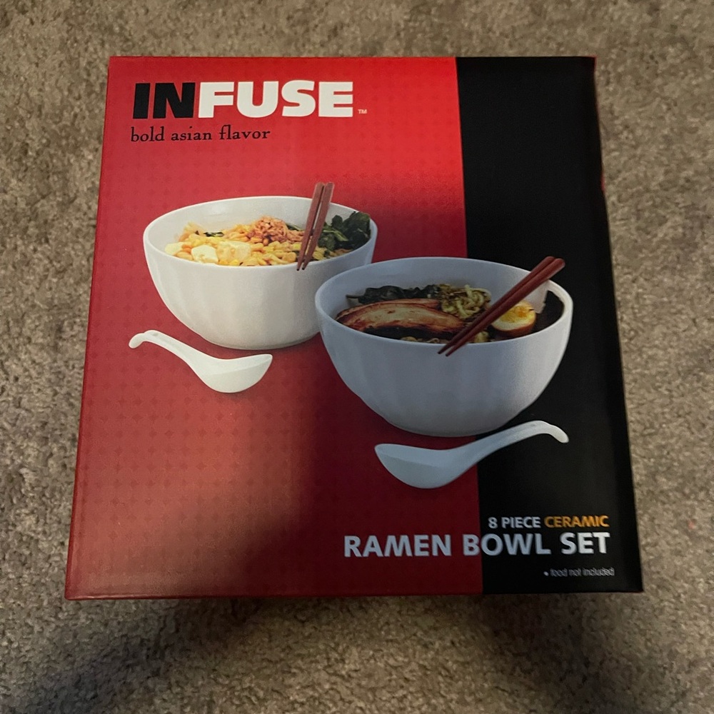 White Ceramic Ramen Bowl Set